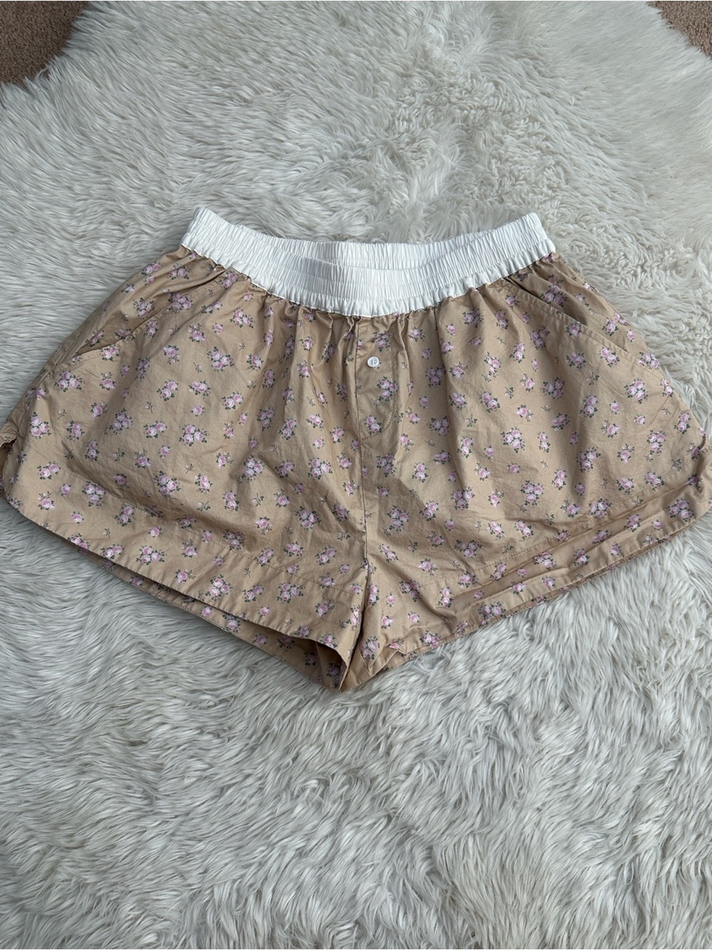 For Love & Lemons Floral boxer style shorts